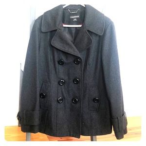 Wool double breasted coat charcoal gray